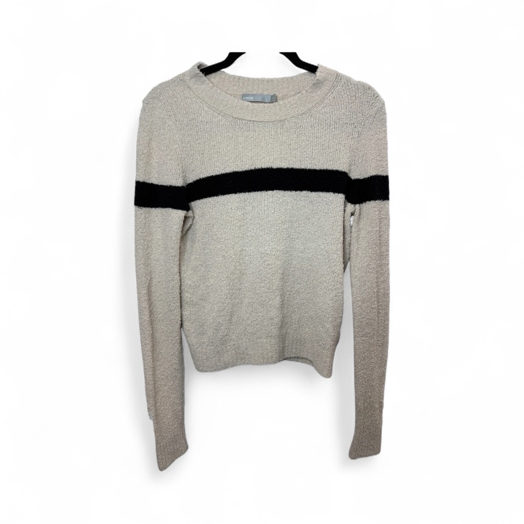 Vince Single-Stripe Crewneck Cotton-Blend Pullover Sz Small